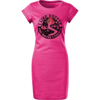 Dámské šaty Bavlněné letní šaty I like coffee Velikost: S, Barva: Purpurová