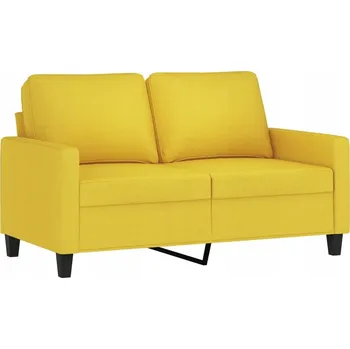 Pohovka Dvojmístná pohovka s kovovým rámem a světle žlutou látkou, 138x77x80 cm