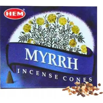 Vonná tyčinka INDICKÉ KUŽELOVÉ VONNÉ TYČINKY MYRRHA MIRRA HEM 10 ks VONNÉ TYČINKY