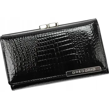 Peněženka Gregorio LAKOVANÁ DÁMSKÁ KOŽENÁ PENĚŽENKA VZOR KROKODÝL ELEGANTNÍ černá