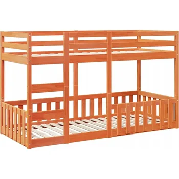 Postel Rám postele z masivního borovicového dřeva, voskově hnědá, 205,5x95,5x1