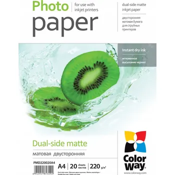 Fotopapír Fotografický papír ColorWay matný, oboustranný, 220 g/m², 20 ks, A4