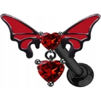 Náušnice Helix Lobe Náušnice do Ucha, Chrupavky Netopýr Srdíčko Zirkony SS316L