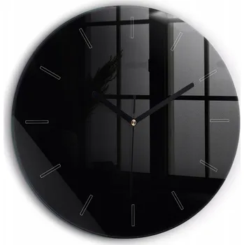 Hodiny Minimalistické Skleněné Nástěnné Hodiny se Stylovým Potiskem Černé fi60 cm