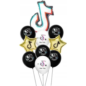 Balónek Sada balónků TIK TOK černo-zlaté na vzduch/helium