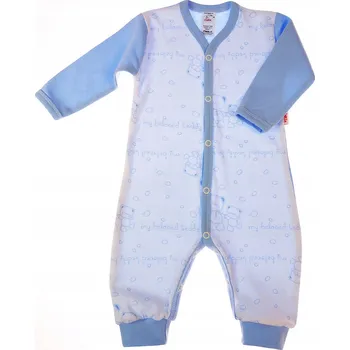 Kojenecký overall OVERAL DLOUHÝ RUKÁV dupačky, Medvídci modří 80 KLEKLE