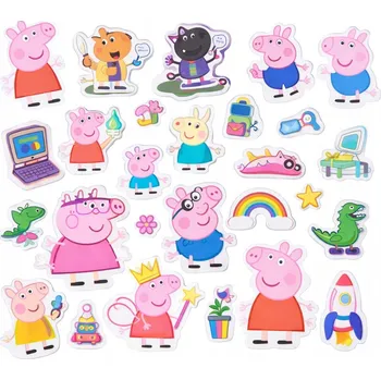 samolepka Sada 200 nálepek samolepek prasátko Pepa , lesklé pěnové samolepky , 8 listů
