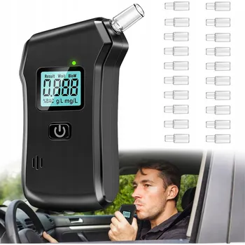 Alkohol tester PROFESIONÁLNÍ ALKOHOL TESTER POUZDRO KALIBRACE + 20 NÁUSTKŮ, PŘESNOST JAKO U POLICIE