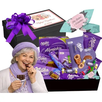 Dárková krabička BOX dárková sada MILKA DÁREK ke Dni babiček pro dědečka XXL balíček