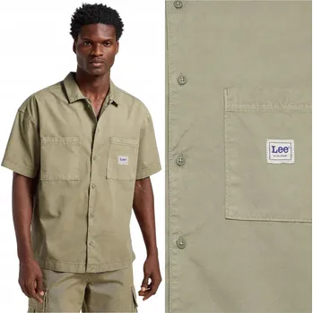 Pánská košile Lee MECHANIC SHIRT volná zelená košile bavlněná pánská krátký rukáv L