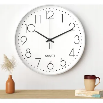 Hodiny Nástěnné hodiny Uootach 30 cm Tichý chod Černé Stříbrné Moderní design