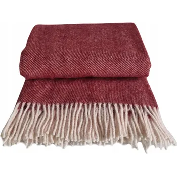 deka Vlněná deka s třásněmi 150x200 DIAGONAL, novozélandská vlna, bordó