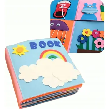 Hračka pro nejmenší FILCOVÁ KNIHA SENZORICKÁ KNÍŽKA MONTESSORI 3D 12 TÉMAT HRAČKA