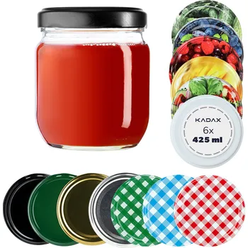 Sklenice 6x ZAVAŘOVACÍ SKLENICE 425ML NA ZAVAŘENINY SKLENICE ŠROUBOVACÍ VÍČKA