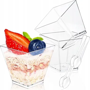 Jednorázové nádobí NÁDOBY POHÁRY DEZERT SVAČINY MONOPORCE SLADKÝ STŮL VELKÉ 200 ML 50 KS