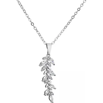 Náhrdelník Náhrdelník stříbrný řetízek křišťály lístky