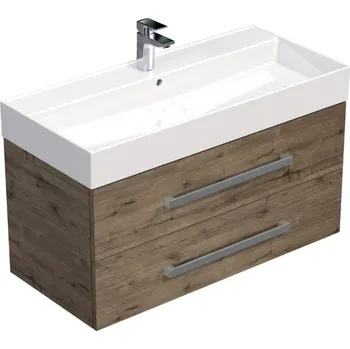 Šatní skříň Swiss aqua technologies Koupelnová skříňka s umyvadlem SAT Cube Way 100x53x46 cm dub Wellington mat CUBE461002DWSAT