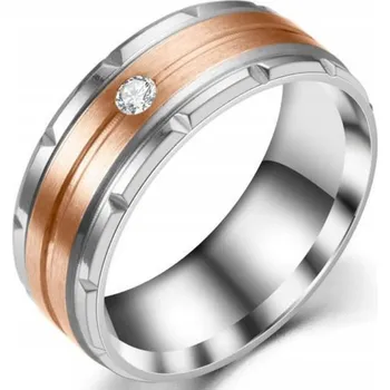 Prsten Stříbrný pečetní Prstýnek s růžovým zlatem Zirkon