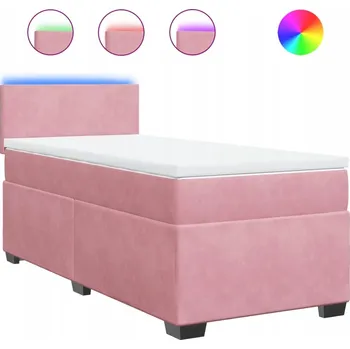 Postel Kontinentální postel 200x90 cm růžová s LED osvětlením a topperem