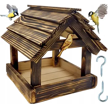 Pro ptáka Krmítko pro ptáky velké XXL opálené silné robustní budka + ocelové háky