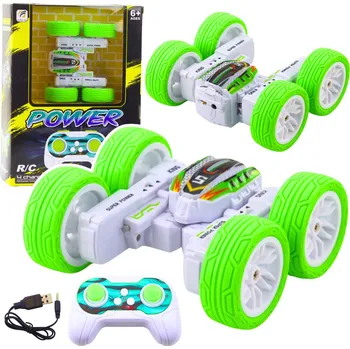 RC model auta LEAN Toys RC akrobatické terénní auto 360° s LED osvětlením 1:32 - zelené