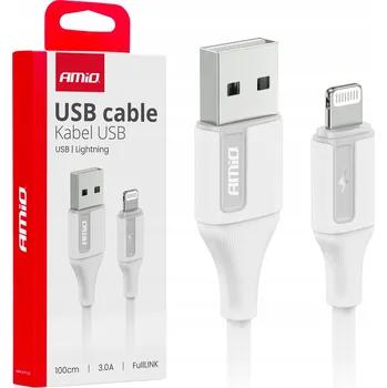 Náhradní díl pro mobilní telefon Kabel Amio USB - Apple Lightning 1 m bílý