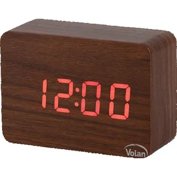 Hodiny HODINY Budík DŘEVĚNÝ LED Elektronický Digitální Stojící - TEPLOMĚR + DATUM
