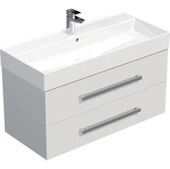 Šatní skříň Swiss aqua technologies Koupelnová skříňka s umyvadlem SAT Cube Way 100x53x46 cm bílá lesk CUBE461002BISAT