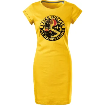 Dámské šaty Bavlněné letní šaty I like coffee Velikost: L, Barva: Žlutá