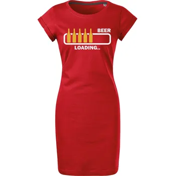 Dámské šaty Bavlněné letní šaty Beer loading Velikost: M, Barva: Červená