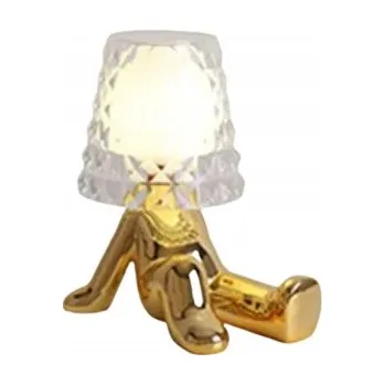 Lampička Hombre – moderní noční lampa na stůl, člověk, zlatý člověk