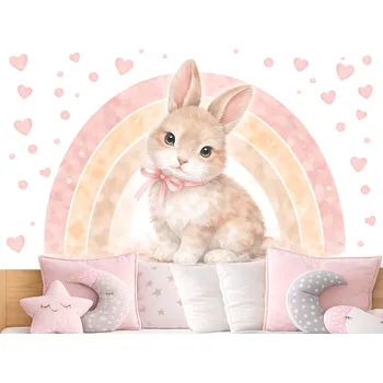 Samolepící dekorace Duha a králík samolepky na zeď arch 46 x 32 cm