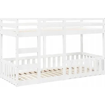 Postel Patrová Postel z Masivního Borovicového Dřeva, Bílá, 205,5x85,5x124 cm