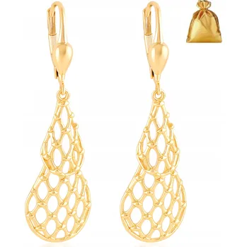 Náušnice DÁMSKÉ ZLATÉ POZLACENÉ NÁUŠNICE Z CHIRURGICKÉ OCELI S ANGLICKÝM ZAPÍNÁNÍM