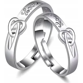Prsten Stříbrné Prsteny se srdcem Love Nastavitelná Velikost Sada pro Páry