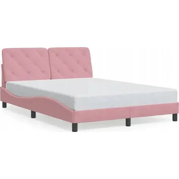 Postel Rám postele s čelem v růžové barvě 218 x 145 x 74,5 cm