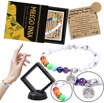 BRANSOLETKA CZAKRAMY KORALIKI 7 CZAKR DRZEWO ŻYCIA + PUDEŁKO PREZENTOWE