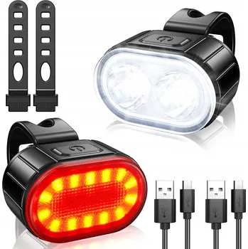 Cyklosvítilna Sada světel na kolo, přední a zadní lampa