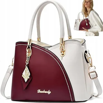 Kabelka KOŽENÁ DÁMSKÁ KABELKA ELEGANTNÍ PŘES RAMENO PROSTORNÁ SHOPPER MĚSTSKÁ KABELKA