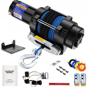 lanový naviják Anbull elektrický naviják 12V 2045 kg IP67 nylonové lano dálkové ovládání pro ATV UTV