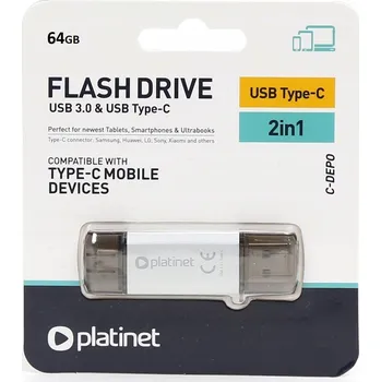 USB flash disk Flash disk PLATINET PMFC64S 64 GB USB 3.0 stříbrný