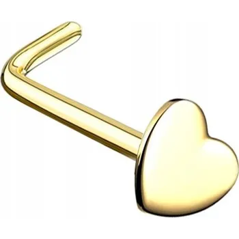 Náušnice Piercing do nosu - Zlatý s motivem srdíčka 0,8/6