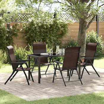 Stůl a židle VidaXL ratan vidaXL hnědý