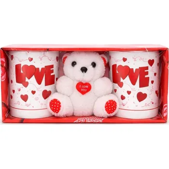 Valentýnská Sada 2x Hrnek + Medvídek Love Dárek pro Pár