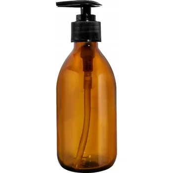 Láhev SKLENĚNÁ LÁHEV HNĚDÁ 250ML S ČERNOU PUMPIČKOU