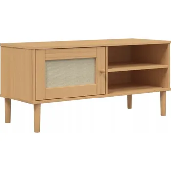 Televizní stolek TV stolek z masivního borovicového dřeva "SENJA", 106x40x49 cm, hnědý