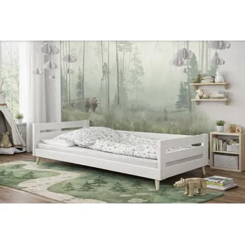 Postel Postel z masivu Betka bílá na nohách 160/80 cm + rošt ZDARMA