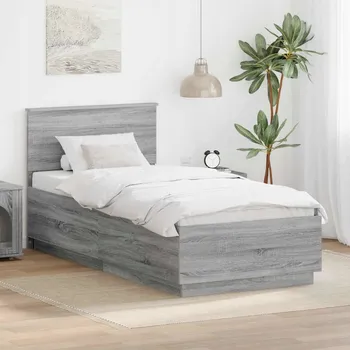 Ložnice Dvoulůžková postel imitace dřeva 2S Meble 70x190 cm šedá