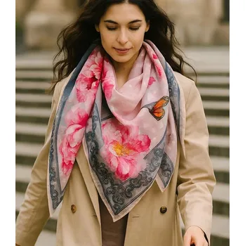 Šátek Agrafka šátek s rostlinným motivem - polyester