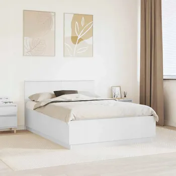 Postel Rámeček postele Bílý 140 x 200 cm Materiál na bázi dřeva